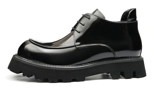 Santimon Mens Oxfords Boots Formal Dress Ankle Low Top Boots Fashion Patent Leather Thick-Soled Chelsea Boots Prom Wedding Tuxedo Business Causal Lightweight Chukka Boots for Men2