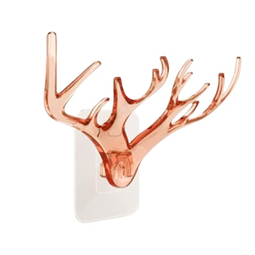 Image of Antlers Wall Hook - Vintage Deer Antler Coat Rack for Hanging Clothes, Hats, Scarves, Keys, Decorative Wall Mounted Deer Horn Hanger (Crystle Deer Hook Sticker, 1)
