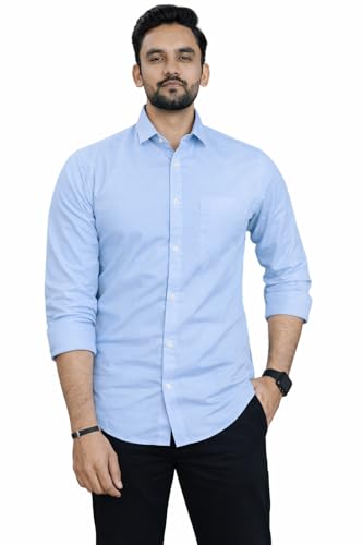 Image of Men Cotton Blend Full Sleeve Shirt for Man | Casual Business Party Festival Regular Fit, Long Sleeve with Chest Pocke | Formal Shirt for Men