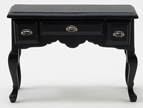 Melody Jane Dolls Houses Classics by Handley Dollhouse Miniature Black Desk with Pewter Drawer Pulls