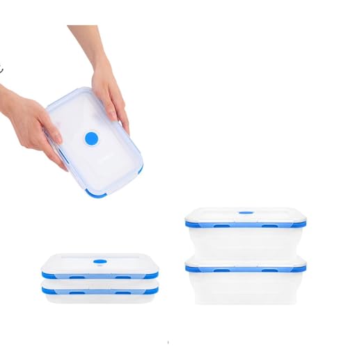 ECOBERI Collapsible Silicone Food Storage Containers, BPA Free, Microwave, Freezer and Dishwasher Safe, Lunch, Meal Prep, Travel, Space-Saving