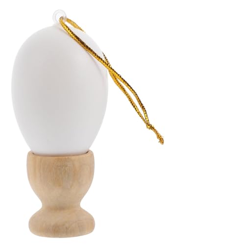 NUOBESTY 24 Stück Teiliges Ostereihalter Set Holz Weiße Eier und Stabile Halter DIY Eierbecher für Glatte Oberfläche Dekorativ und Sicher für Familienfeiern