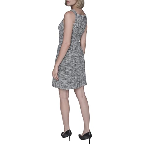 Image of Karl Lagerfeld Women's Sleeveless Square Neck Metallic Knit Tweed Sheath Mini Dress