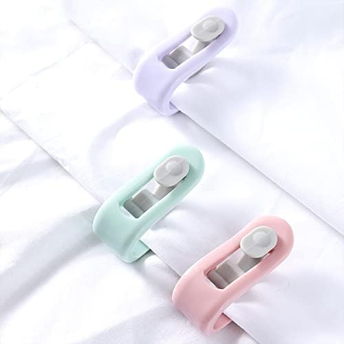 saijer High Elasticity Duvet Clips,24 Pieces Duvet Cover Clips Anti Slip Duvet Cover Clip No Pins Duvet Cover Clips Safety for Duvets Bed Sheets Curtains To Prevent Shifting(Blue Pink Purple)