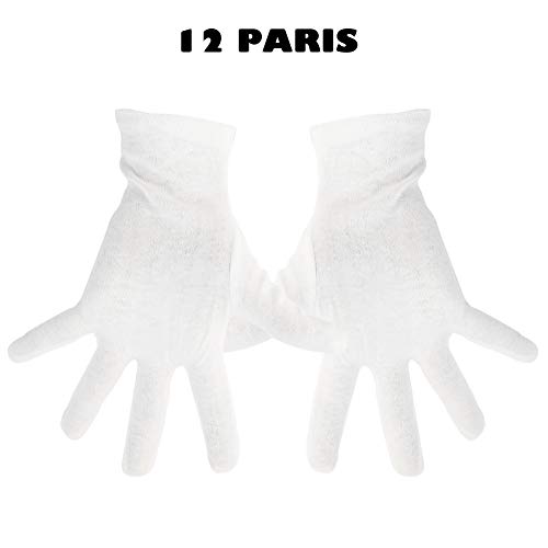 Plain White 100% Cotton Gloves for Eczema Small Bulk 12 Pairs,Thin Dry H