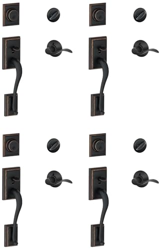 Image of SCHLAGE Addison Single Cylinder Handleset and Left Hand Accent Lever, Aged Bronze (F60 ADD 716 Acc LH) (Pack of 4)