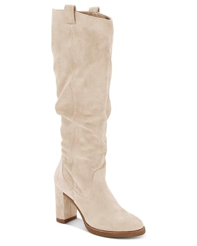 Juliet Holy Women's Knee High Boots Chunky Block Heel Wide Calf Round Toe Side Zipper Fashion Dress Boot