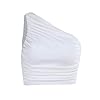 LYANER-Womens-Sexy-Ruched-One-Shoulder-Sleeveless-Crop-Top-Strappy-Cami-Tank LYANER Women's Sexy Ruched One Shoulder Sleeveless Crop Top Strappy Cami Tank White Small