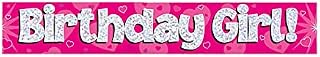 9ft Banner Birthday Girl Pink Holographic
