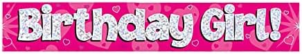 9ft Banner Birthday Girl Pink Holographic