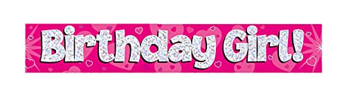 9ft Banner Birthday Girl Pink Holographic