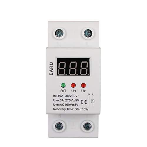 5 piezas 40A 220V Recuperación automática Reconexión automática Over & Protector de bajo voltaje Relé de protección contra rayos LCD Voltímetro Monitor