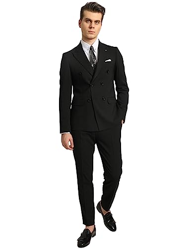 Costume classique homme élégant veste double boutonnage pantalon bureau