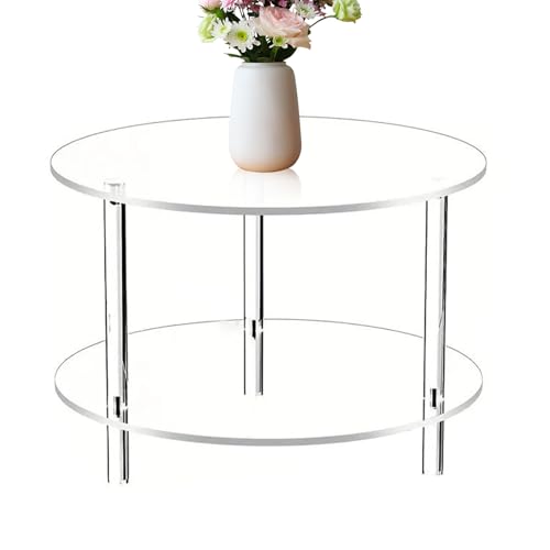 Mesa auxiliar de acrílico, mesa de centro anidada, mesa de centro transparente de 2 niveles, mesa auxiliar extraíble , decoración estética del hogar, muebles modernos acrílicos