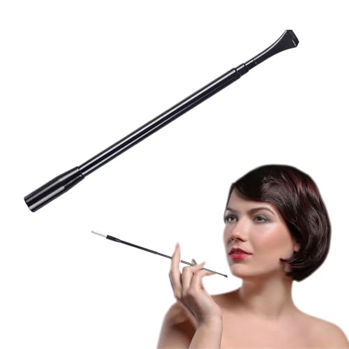 Porte-cigarette pour femme - Long porte-cigarettes extensible - Accessoire de costume - Accessoire de cosplay pour carnaval et décoration de fête - Noir