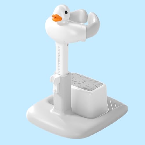 Xemuar ベビーシャワースタンド 幼児用 自立式 滑り止め 入浴補助 高さ調節可能 シャワーラック付き 取り外し簡単 持ち運び便利 バスチェア スタンディングバス かわいい 赤ちゃん お風呂 出産祝い ギフト (基本モデル + スツール,グレー)