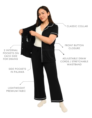 Image of Inspired Comforts Post Surgery Mastectomy Recovery Pajamas Set with Internal Drainage Pockets
