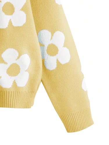 Image of BEAUDRM Girl's Cute Bow Sweater Crew Neck Long Sleeve Drop Shoulder Loose Pullover Tops