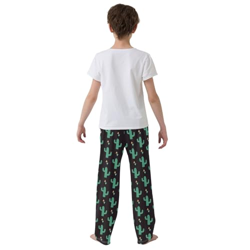 ZZXXB Cactus Geometry Boys Long Pants Soft Trousers Elastic Waist Kids Lounge Bottoms with Pockets S-XL3