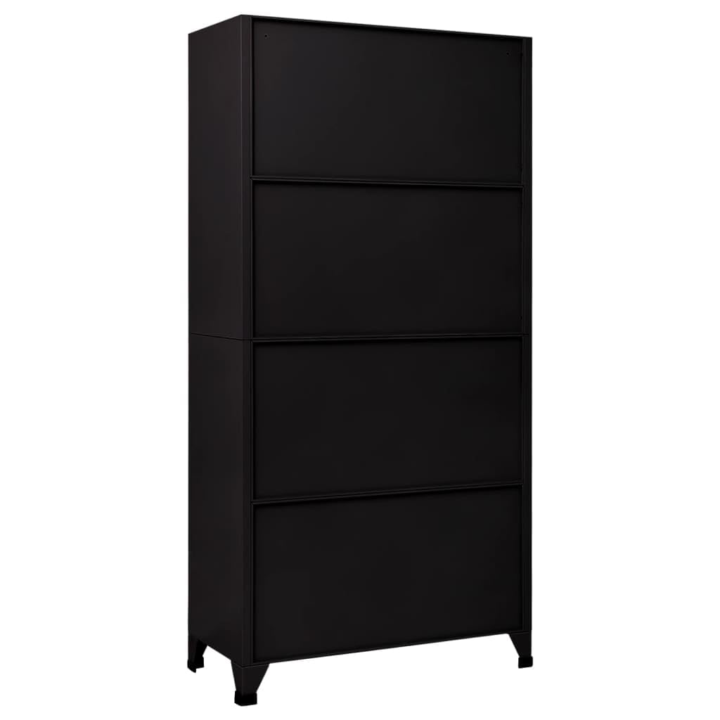 Mobiletto Multiuso Armadietto Autoportante Portaoggetti Armadietti e stipi Armadietto con Serratura Nero 90x45x180 cm in Acciaio per Soggiorno, Cucina, Corridoio