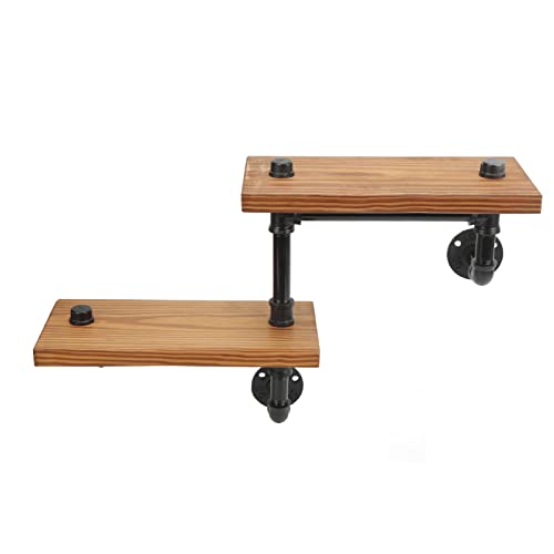 Juego de estantes rústicos industriales de doble escalera para baño, dormitorio, sala de estar