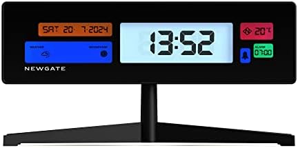 NEWGATE® Supergenius Modern LCD Alarm Clock - Bedside Clock - Desk Clock - Digital Clock - Digital Alarm Clock - Bedroom Accessories - LCD Display - Office Clock - 12/24hr Display - Black