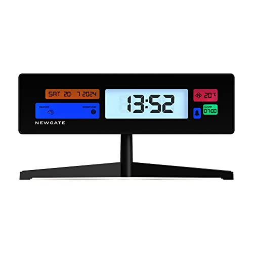 Newgate® Supergenius Modern Lcd Alarm Clock - Bedside Clock - Desk Clock - Digital Clock - Digital Alarm Clock - Bedroom Accessories - Lcd Display - Office Clock - 12/24Hr Display - Black #TOP25