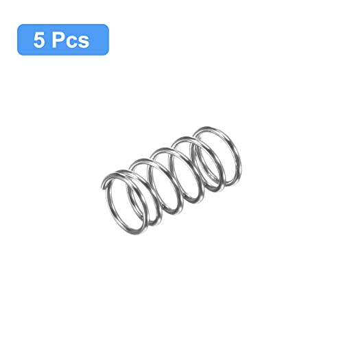 Image of uxcell Compression Spring, 5Pcs 304 Stainless Steel, 8mm OD, 0.8mm Wire Size, 15mm Free Length, Silver Tone