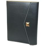 システム手帳 A5サイズ 6穴リング ソフトレザー 用紙100枚 ペンホルダー カードポケット付 回転ロック式 ビジネス手帳 バインダー (ブラック)