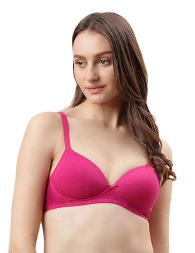 Image of Marks & Spencer Cotton Mix Padded Demi Cup Bra Dark Pink