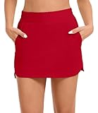 Oyamiki A Line Skorts for Women Trendy Pickleball Plus Size Red Skirt with Pockets High Elastic Waist Skirts Summer Workout Fashion Skort XL