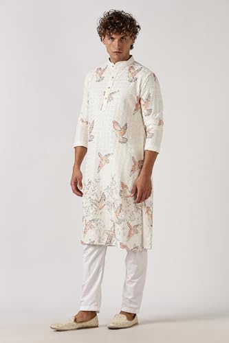 Image of BE ACTIVE Men's Cotton | Regular Fit Casual Mandarin Collar | Long Length Full Sleeves | Embroidered Indian Kurta