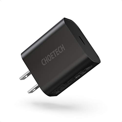 USB C Charger, CHOETECH PD Fast Charger 18W for iPhone 12/12 Pro Max/12 Mini, Ultra-Compact Type C Wall Charger for iPhone 11 Pro Max/SE/XS/XR/8, iPad Pro, Pixel 3/4/5-Black