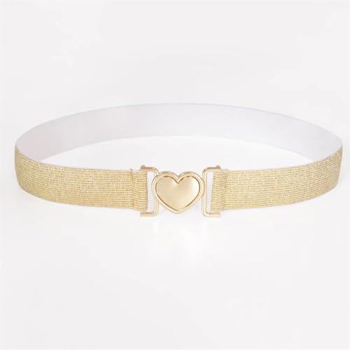 Women’S Plus Size Elastic Knitted Belt Thin Golden Silver Bling Gothic Heart Buckle 3Cm Wide Fashion Waistband2