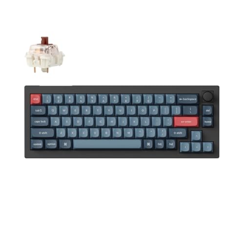 Keychron V2 Max Clavier Mécanique sans Fil 65%, 2.4 GHz/Bluetooth 5.1/USB, RGB avec QMK/Via Bouton Programmable, Hot-Swappable Gateron Brown, Gasket Mount pour Mac Windows Linux - Noir
