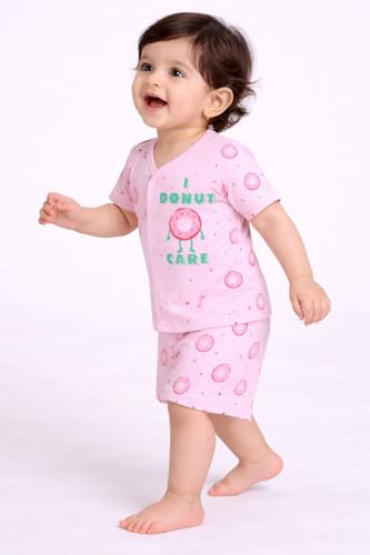 Image of Chandrika Baby Boys & Girls Regular Fit 100% Cotton Half Sleeve Jhabla & Shorts Set Pack of 3