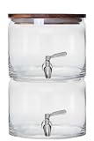 Beverage Dispenser 240oz Stacking Glass With Acacia Wood Lid For Parties