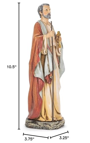 Figura decorativa de San Pedro en resina 10.5 pulgadas miniatura 7