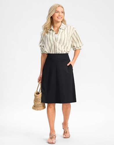 Viodia 25" Knee Length Long Skorts for Women with Pockets Dressy Casual Midi Skort Summer Travel Modest Skirts3