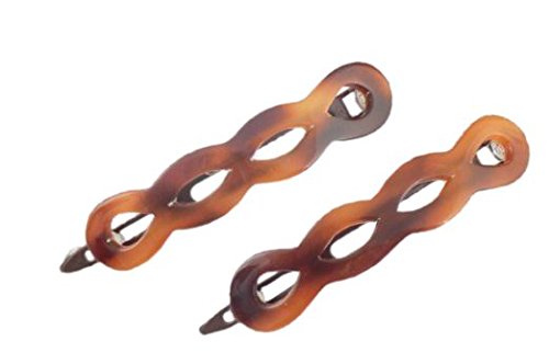 Charles J. Wahba Assorted Shapes - Delrin Side Barrettes (Paired) - Tortoise Color - Handmade in France