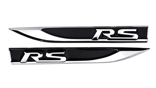 Image of 2-Piece RS Blade Emblem 3D Metal Badge Car Side Fender Rear Trunk Emblem Badge Tailgate Sticker Decals (Black&Silver)