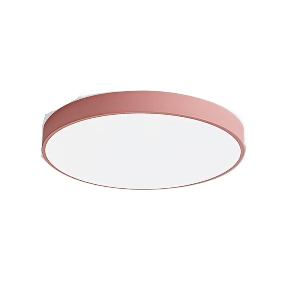 LUOYAOB Modern and Minimalism Round Ultra-Thin Ceiling Lights Acrylic Shade Flush Mount Ceiling Lamps Iron Body Three-Color Mode Ceiling Light Fixture for Bedroom Living Room(Pink,30cm/11.8in)