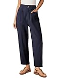Dokotoo Cargo Pants Women Blue Capri Harem Pants Summer Outfits 2025 Casual Business Linen Comfortable High Waisted Cotton Wide Leg Trousers Baggy Work Palazzo Size Medium