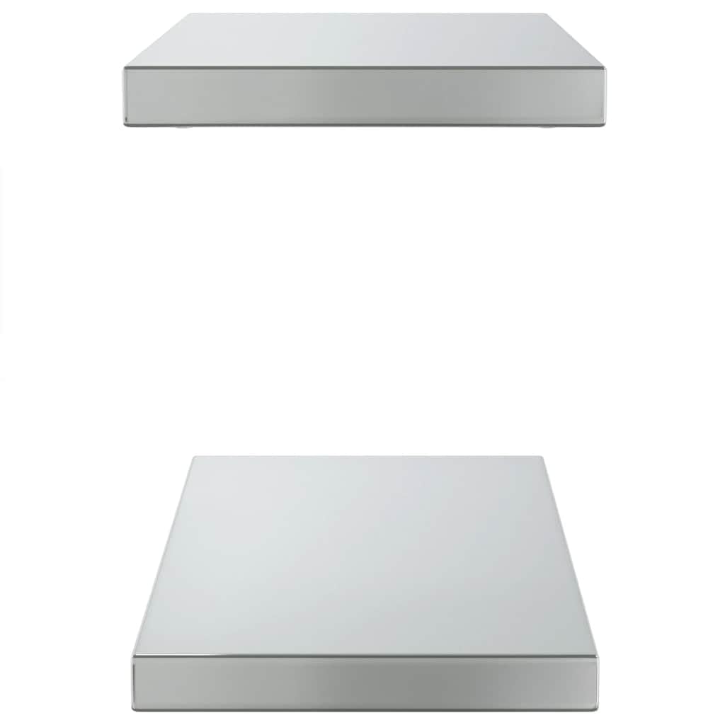 Półki ścienne, 2 sztuki, wiszące, srebrne, stal nierdzewna, 50 x 23,5 x 3 cm, obciążenie 30 kg, oszczędność miejsca, do salonu, sypialni, biura, jako regał wiszący i regał na książki