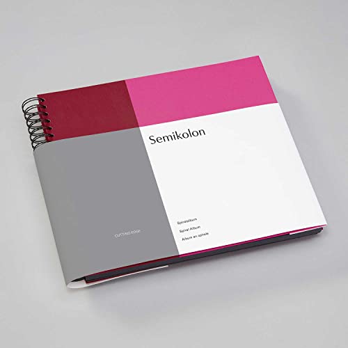 Semikolon 364851 Spiral Album Cutting Edge - 37,5x30,1 cm - Fotoalbum, 90 Seiten schwarz, Fotobuch, raspberry fuchsia