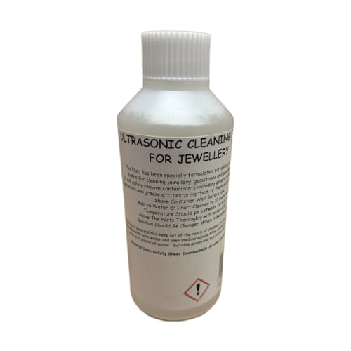 DWChemicals Líquido de limpieza ultrasónico de joyas, limpiador doméstico o profesional para metales preciosos y piedras preciosas (250 ml)