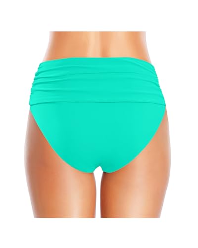 Image of Tempt Me Women's High Waisted Bikini Bottom Tummy Control Ruched Bathing Suit Swim Bottom