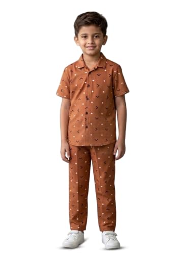 Image of 3BROS Unisex Pure Cotton Short Sleeve Kids Night Dress for Boys & Girls Nightwear /Sleepsuit /Sleepwear /Loungewear Night Suit for Boys and Girls Top and Pyjama Combo Set