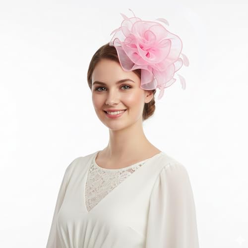 Image of DRESHOW Fascinators Hat Tea Party Headwear Ribbons Feathers on a Headband and a Clip for Women