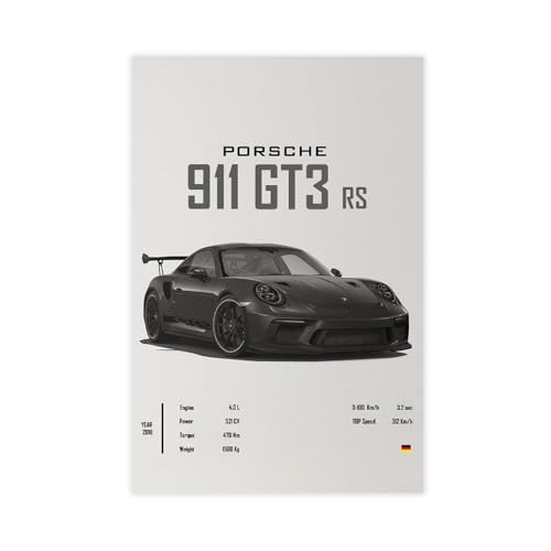 Morden Super Car 911 GT3 RS Poster for Men Cave Boys Room Canvas Racing Wall Art Perfect for Home Decor Office Dorm Decoration Birthday Party Gifts Unframe-style 16x24inch(40x60cm)